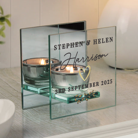 Personalised Wedding Mirrored Tealight Holder: 3 - Candle Holders By Gift Moments