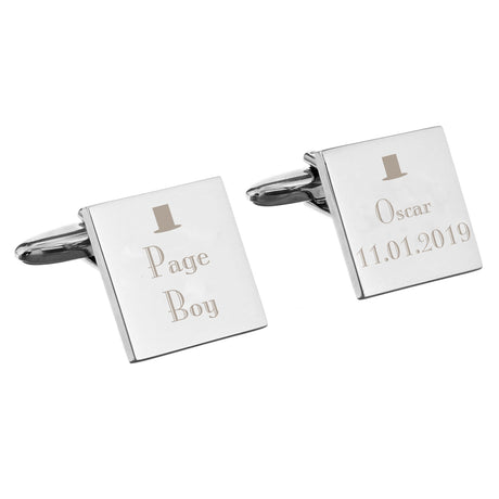 Personalised Wedding Page Boy Cufflinks: 2 - Cufflinks & Tie Slides By Gift Moments