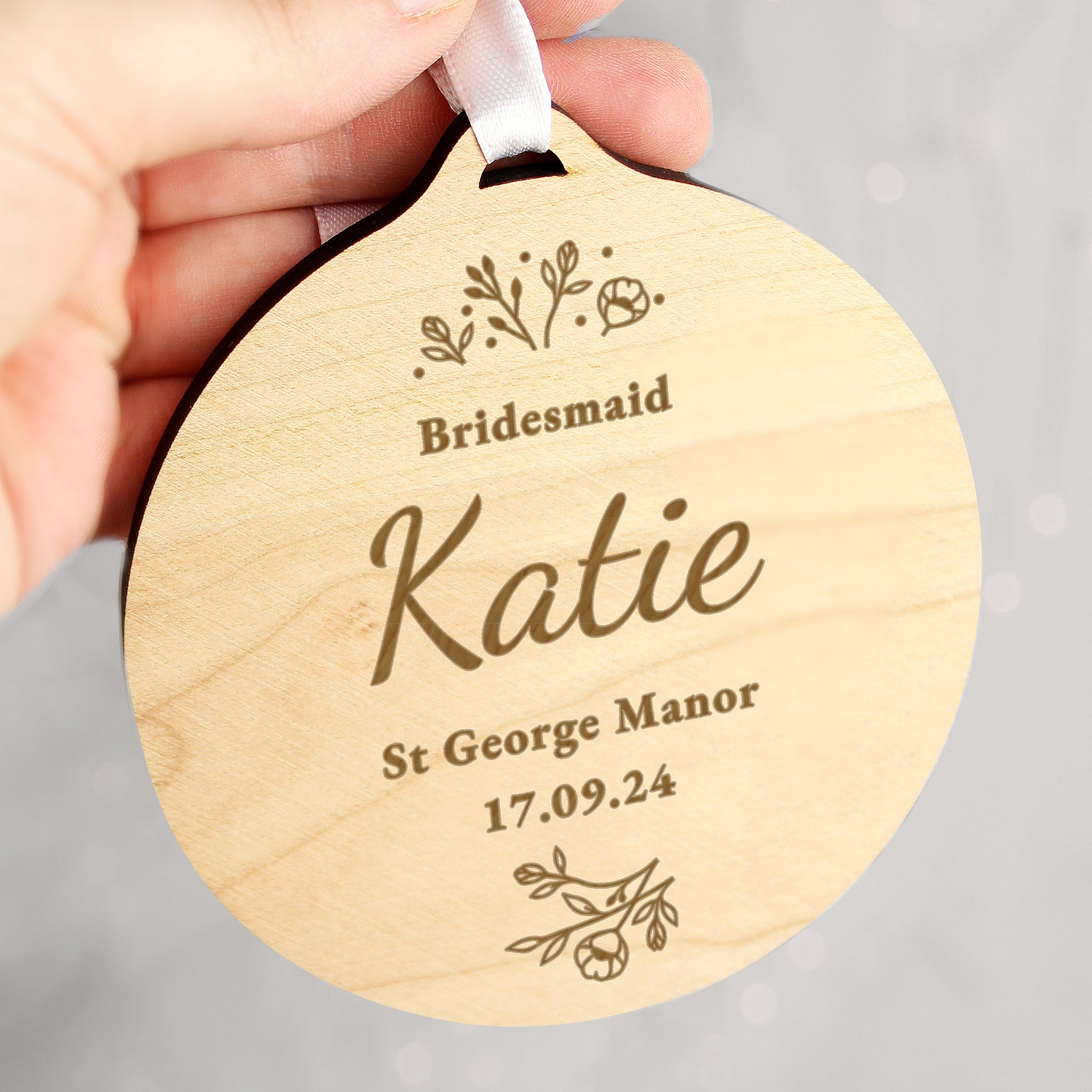 Personalised Wedding Party Wooden Tag: 5 - Decorations By Gift Moments