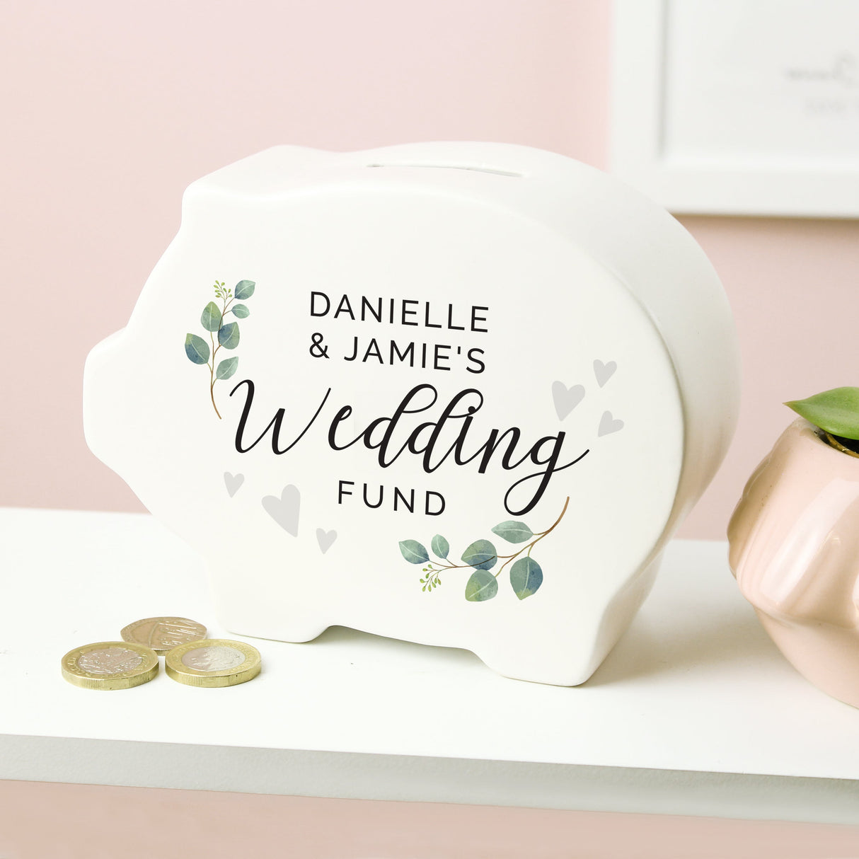 Personalised Wedding Fund Piggy Bank: 4 - Money Boxes By Gift Moments