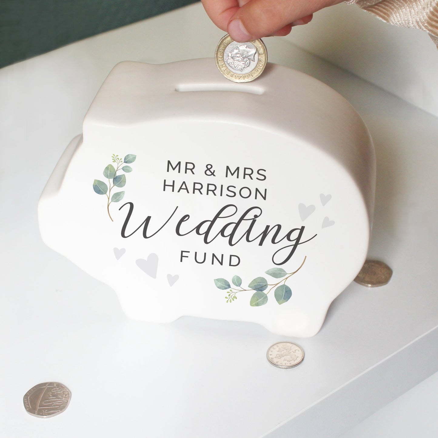 Personalised Wedding Fund Piggy Bank: 2 - Money Boxes By Gift Moments