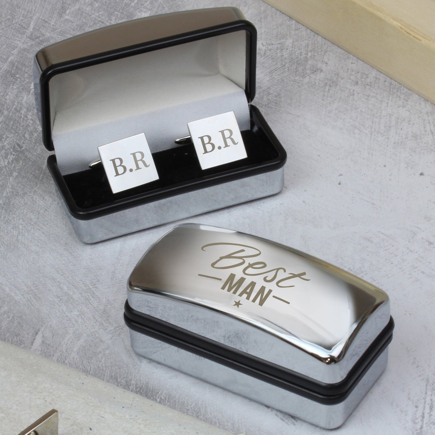 Personalised Wedding Role Cufflinks & Box Sets: 1 - Best Man - Cufflinks & Tie Slides By Gift Moments