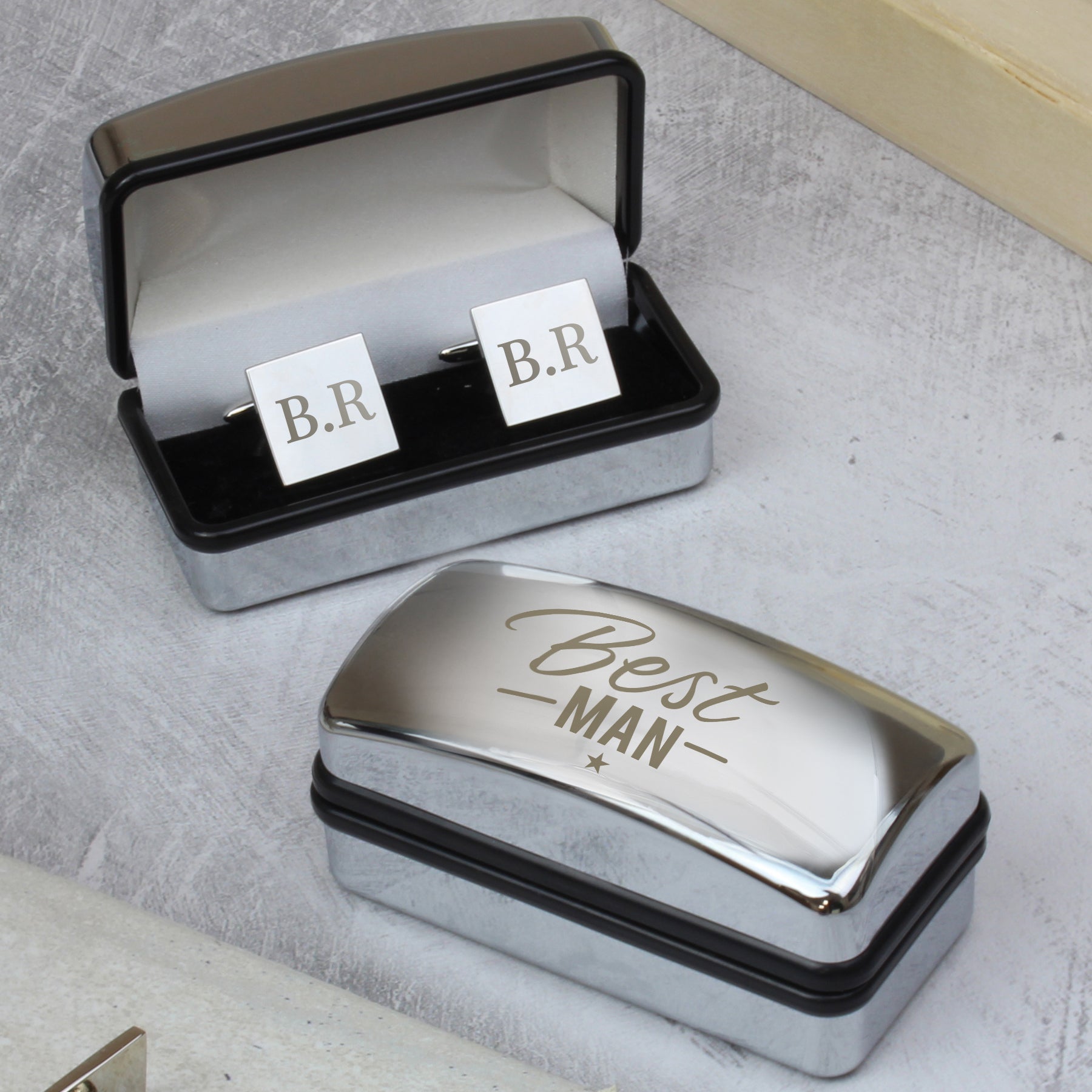 Personalised Wedding Role Cufflinks & Box Sets: 1 - Best Man - Cufflinks & Tie Slides By Gift Moments