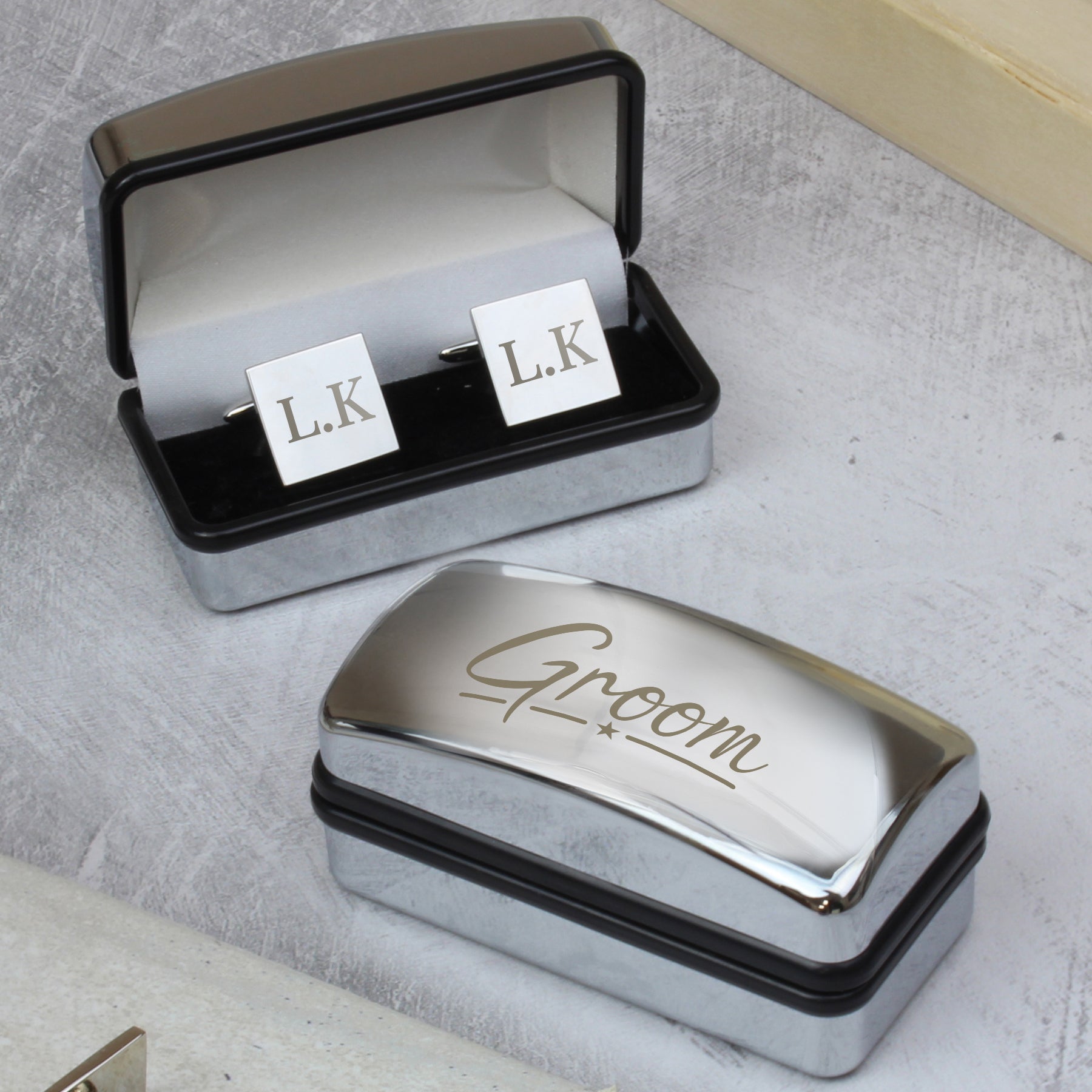 Personalised Wedding Role Cufflinks & Box Sets: 2 - Groom - Cufflinks & Tie Slides By Gift Moments