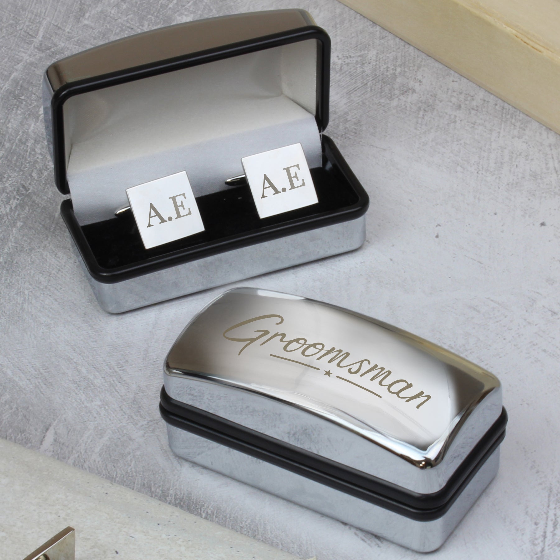 Personalised Wedding Role Cufflinks & Box Sets: 6 - Groomsman - Cufflinks & Tie Slides By Gift Moments
