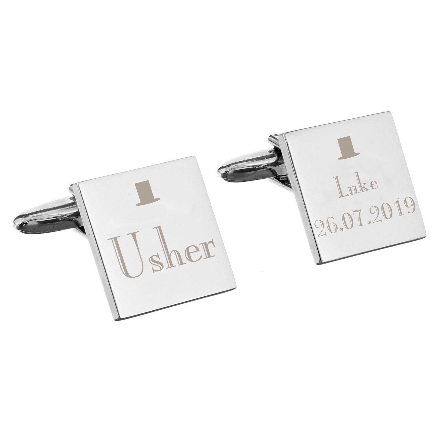 Personalised Wedding Usher Square Cufflinks: 2 - Cufflinks & Tie Slides By Gift Moments