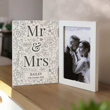 Personalised Wedding Wooden Hinged 6x4 Photo Frame: 1 - Photo Frames By Gift Moments