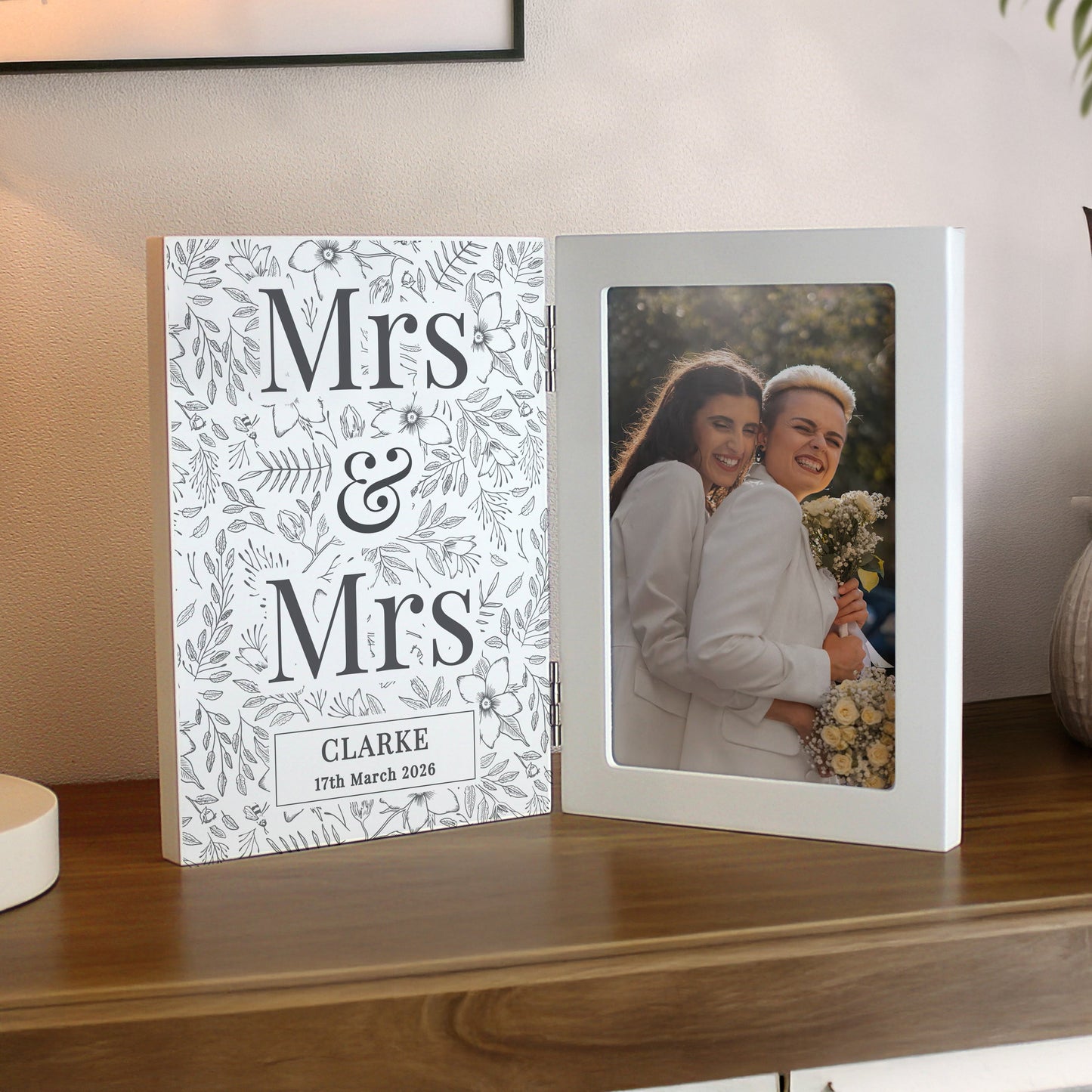 Personalised Wedding Wooden Hinged 6x4 Photo Frame: 2 - Photo Frames By Gift Moments