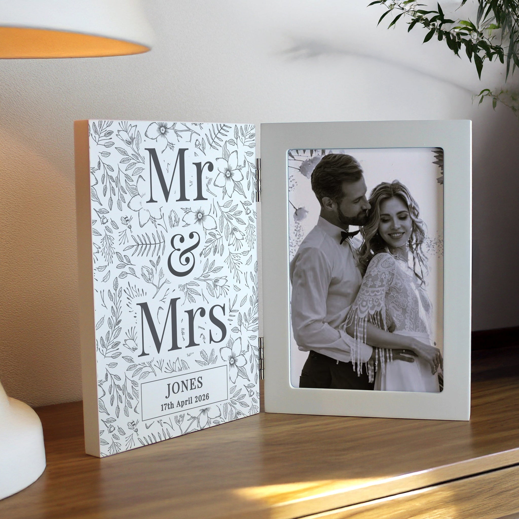 Personalised Wedding Wooden Hinged 6x4 Photo Frame: 4 - Photo Frames By Gift Moments