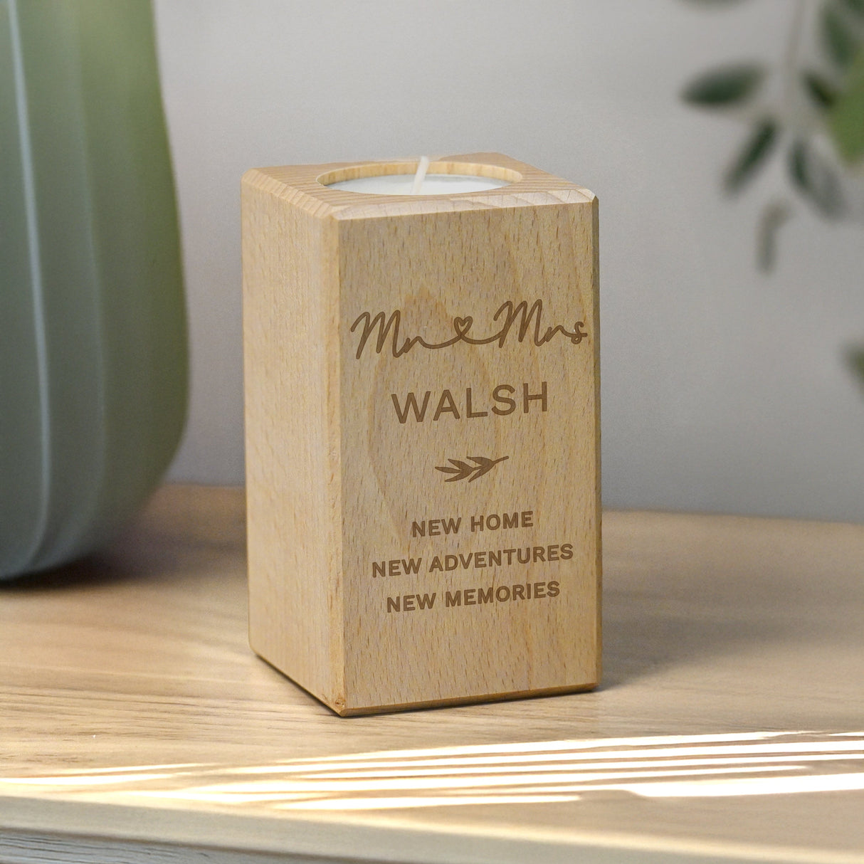 Personalised Wedding Wooden Tealight Holder: 3 - Candle Holders By Gift Moments