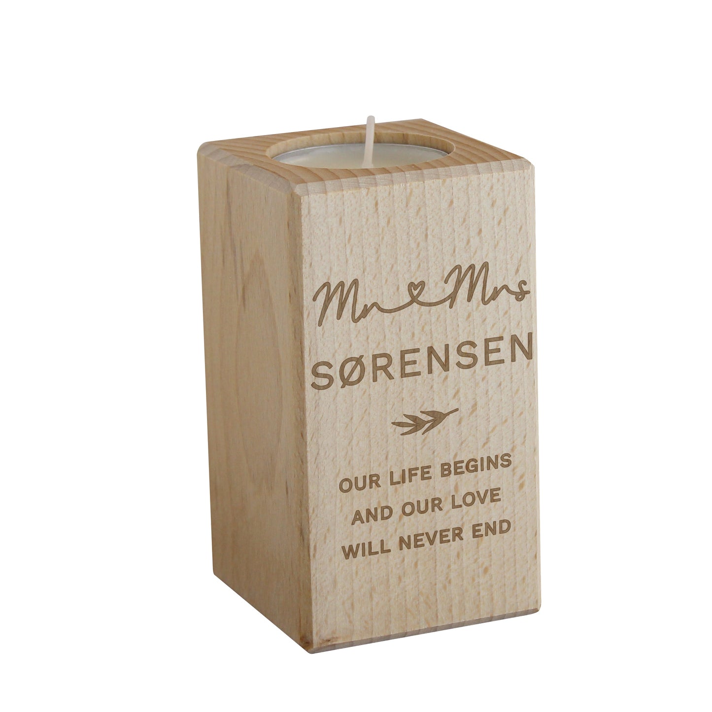 Personalised Wedding Wooden Tealight Holder: 4 - Candle Holders By Gift Moments