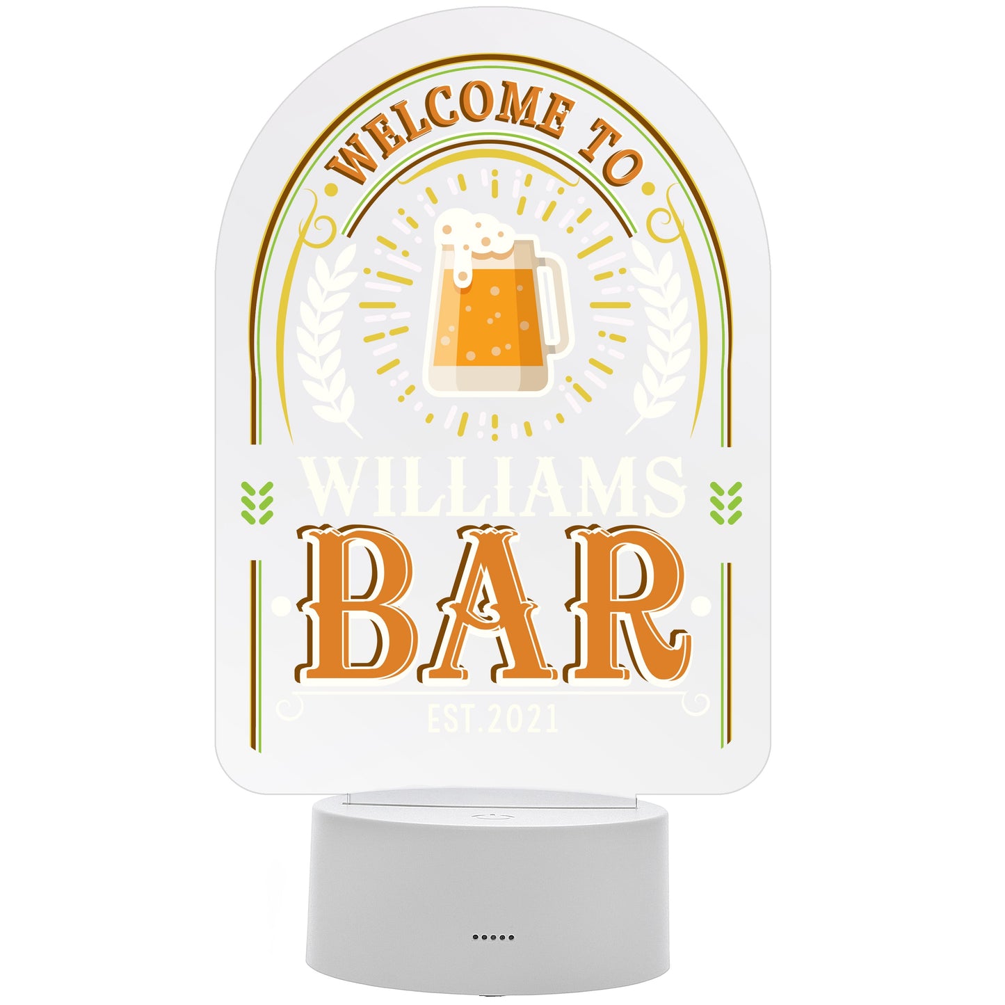 Personalised Welcome To... Bar LED Colour Changing Night Light: 5 - LED Lighting By Gift Moments