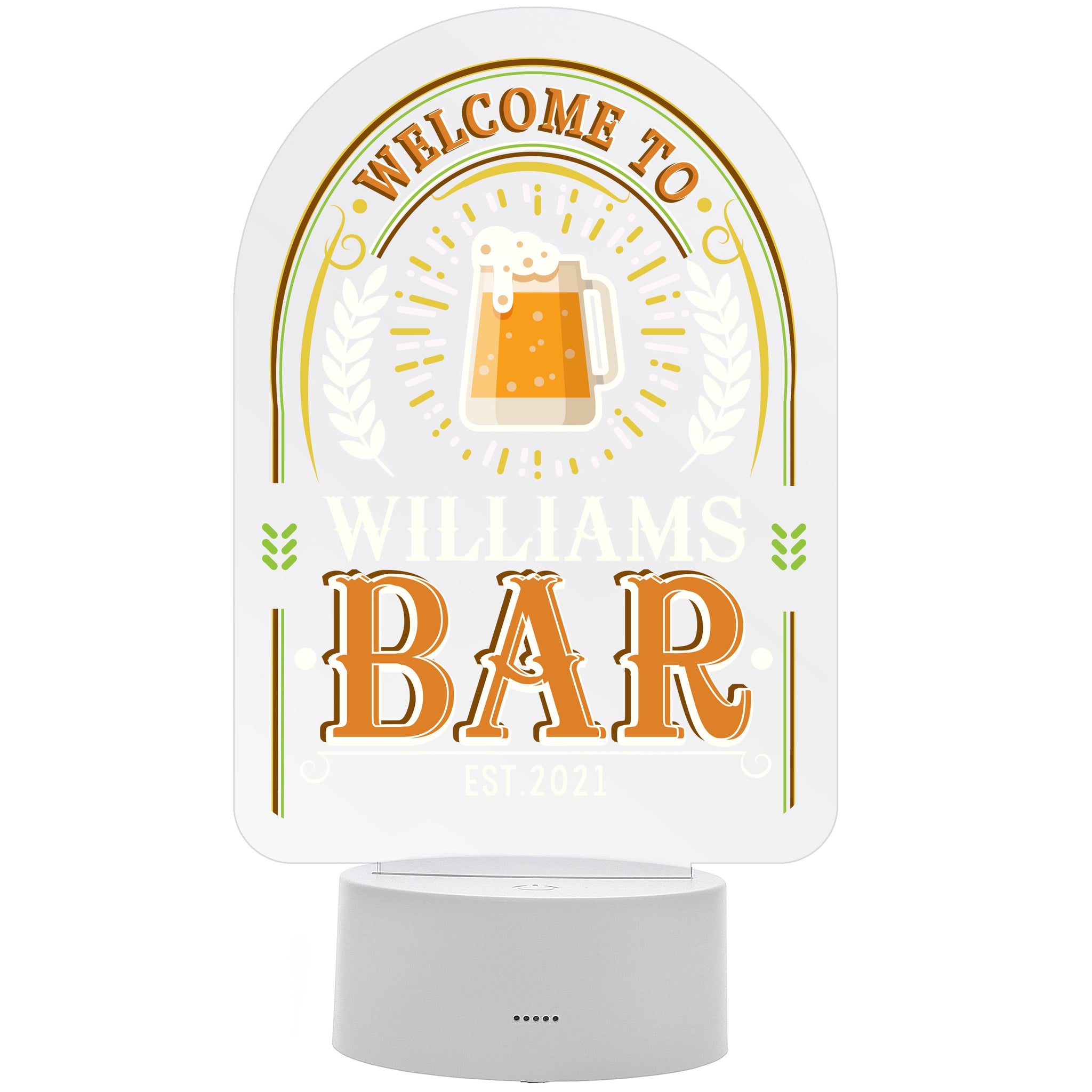 Personalised Welcome To... Bar LED Colour Changing Night Light: 5 - LED Lighting By Gift Moments