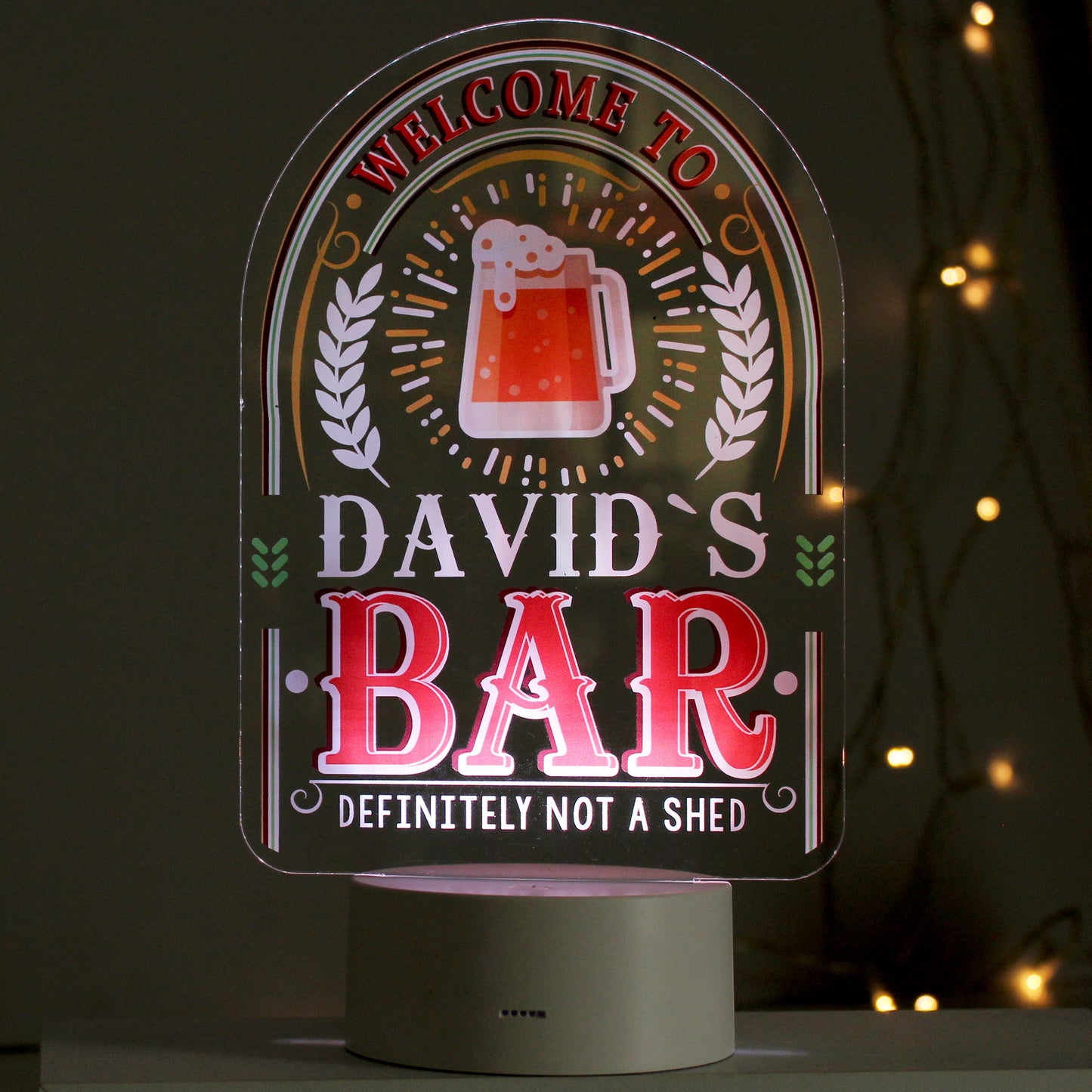 Personalised Welcome To... Bar LED Colour Changing Night Light: 6 - LED Lighting By Gift Moments