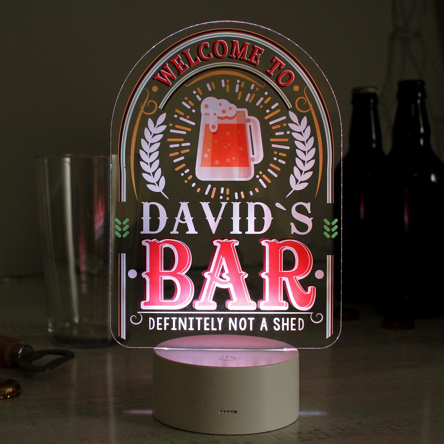 Personalised Welcome To... Bar LED Colour Changing Night Light: 1 - LED Lighting By Gift Moments