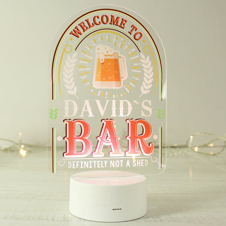 Personalised Welcome To... Bar LED Colour Changing Night Light: 2 - LED Lighting By Gift Moments
