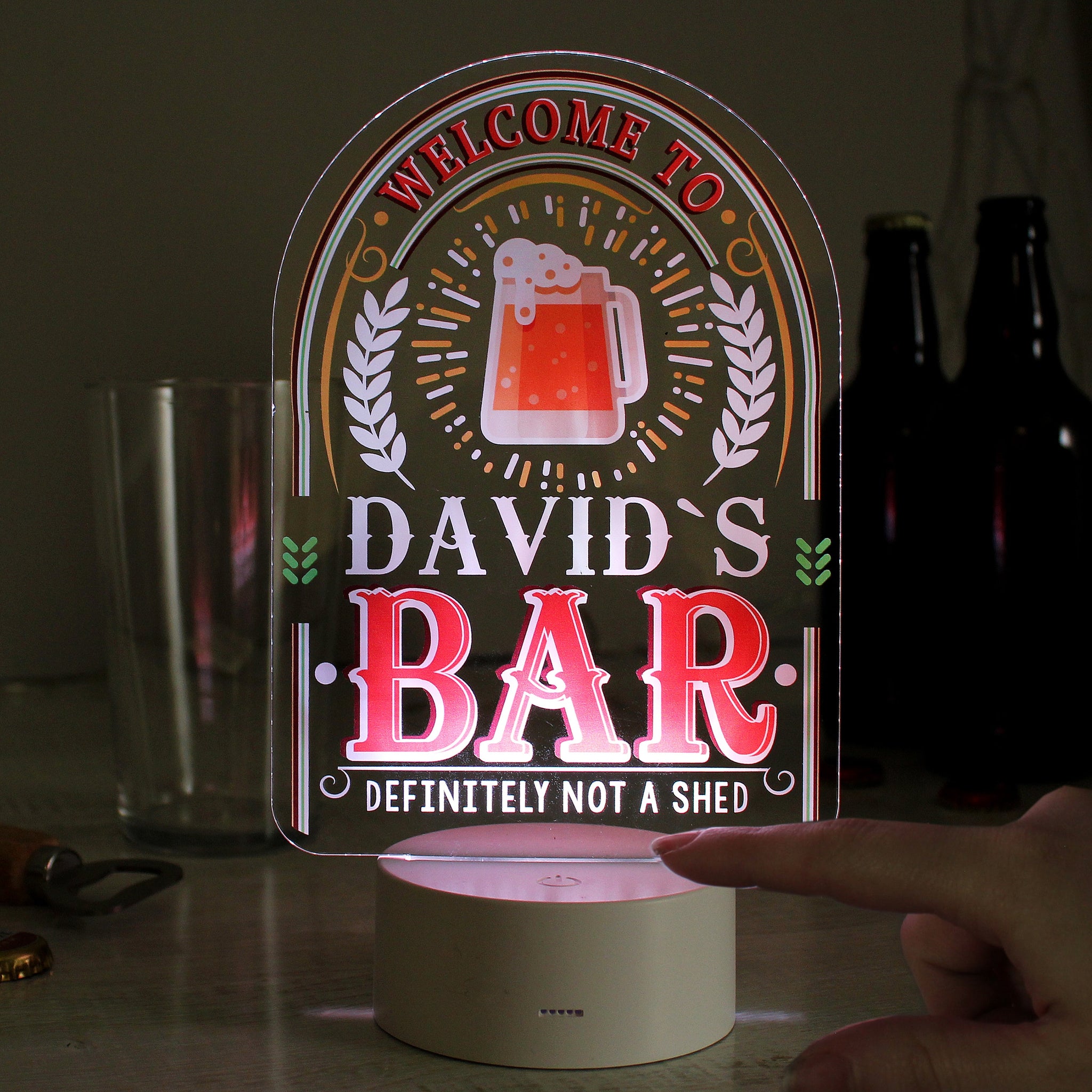 Personalised Welcome To... Bar LED Colour Changing Night Light: 4 - LED Lighting By Gift Moments