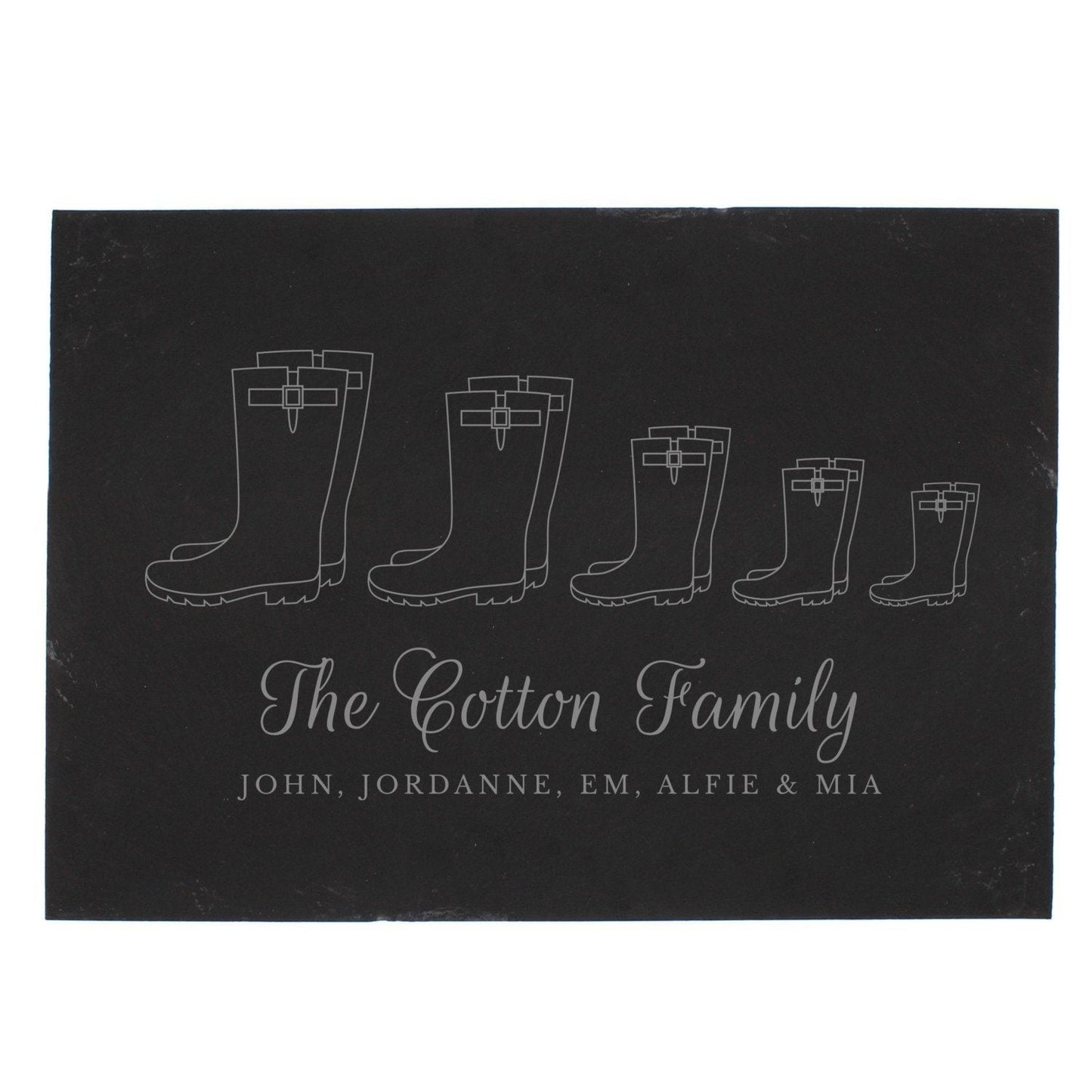 Personalised Welly Boot Family of Five Slate: 3 - Signs & Plaques By Gift Moments