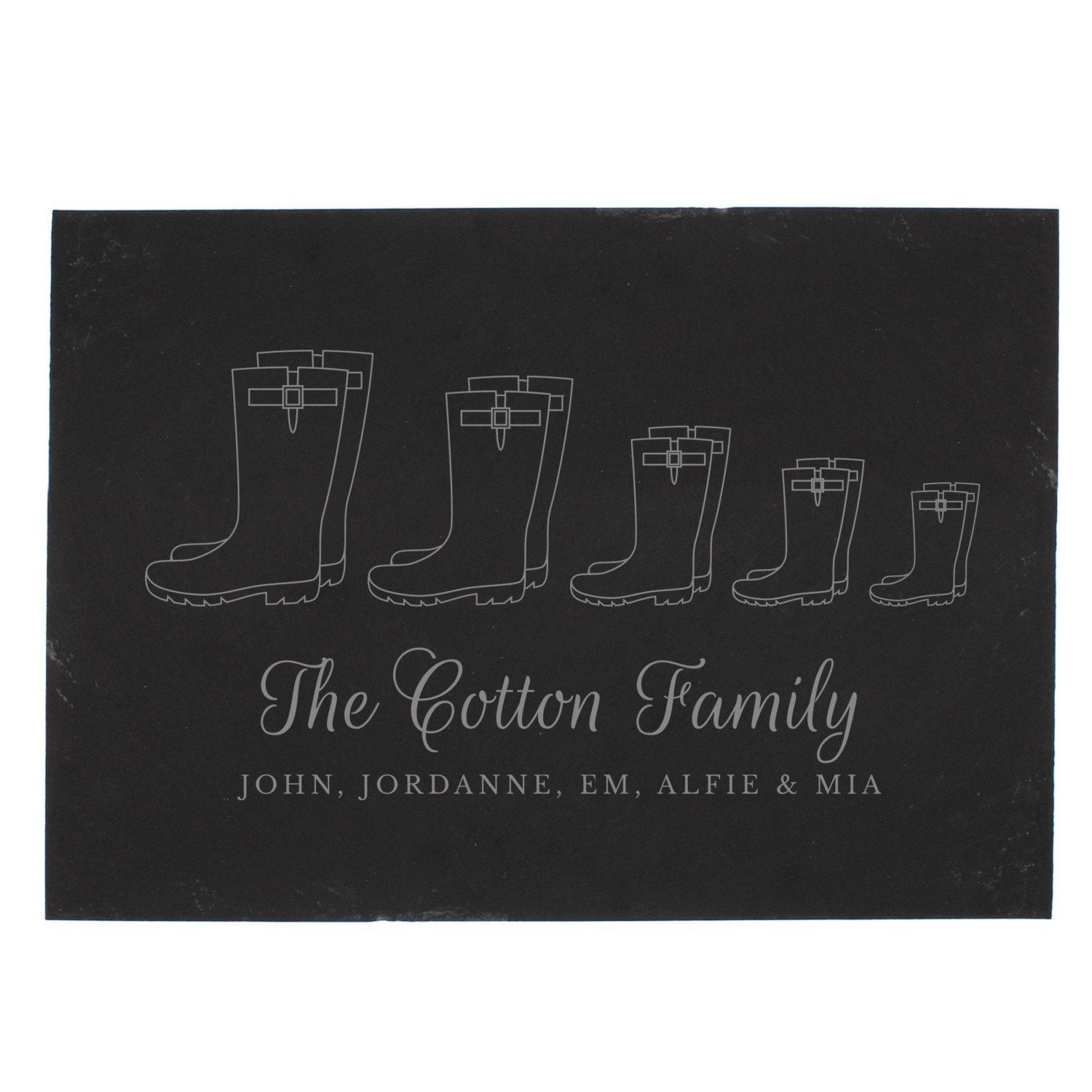 Personalised Welly Boot Family of Five Slate: 3 - Signs & Plaques By Gift Moments