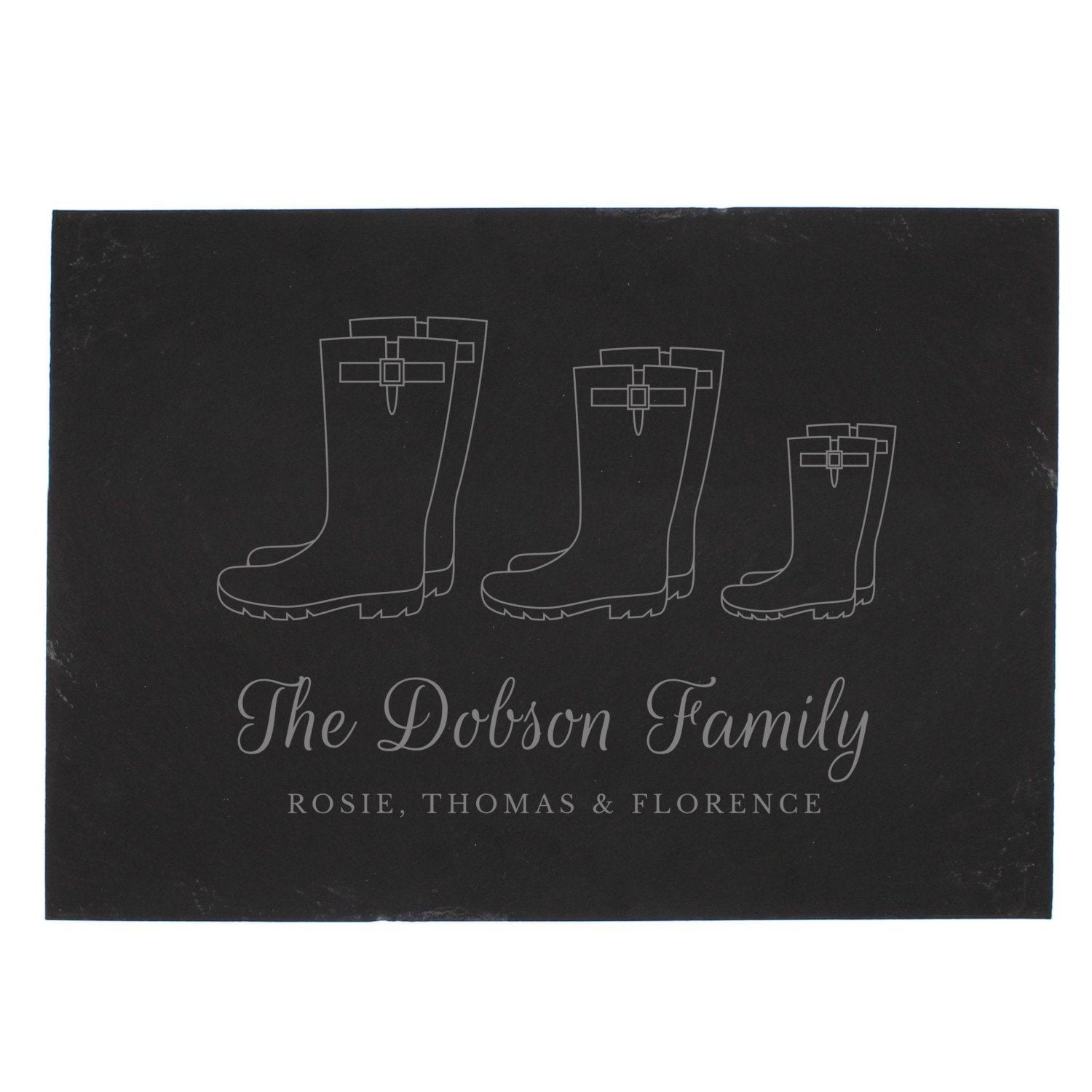Personalised Welly Boot Family of Three Slate: 3 - Signs & Plaques By Gift Moments
