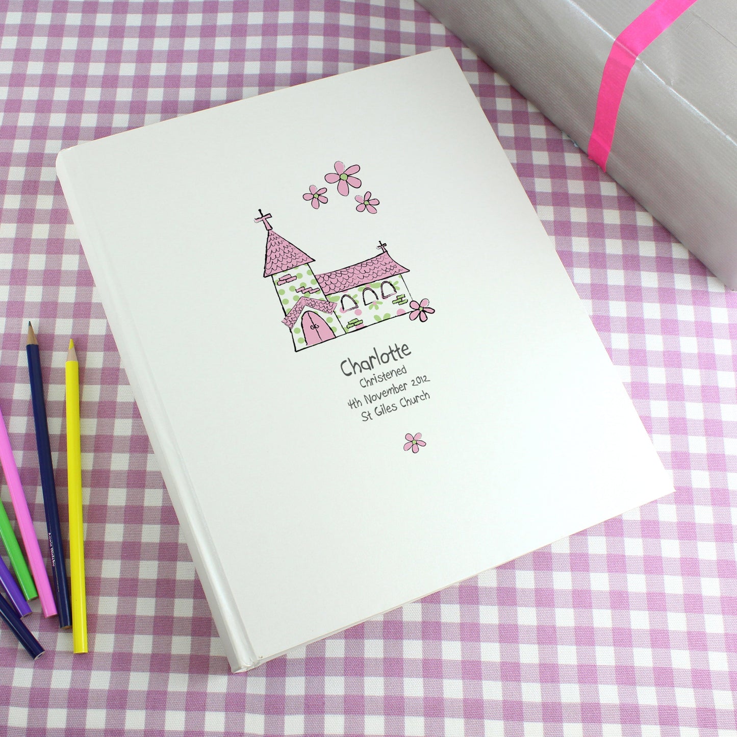 Personalised Whimsical Church Pink Traditional Photo Album: 1 - Photo Albums By Gift Moments