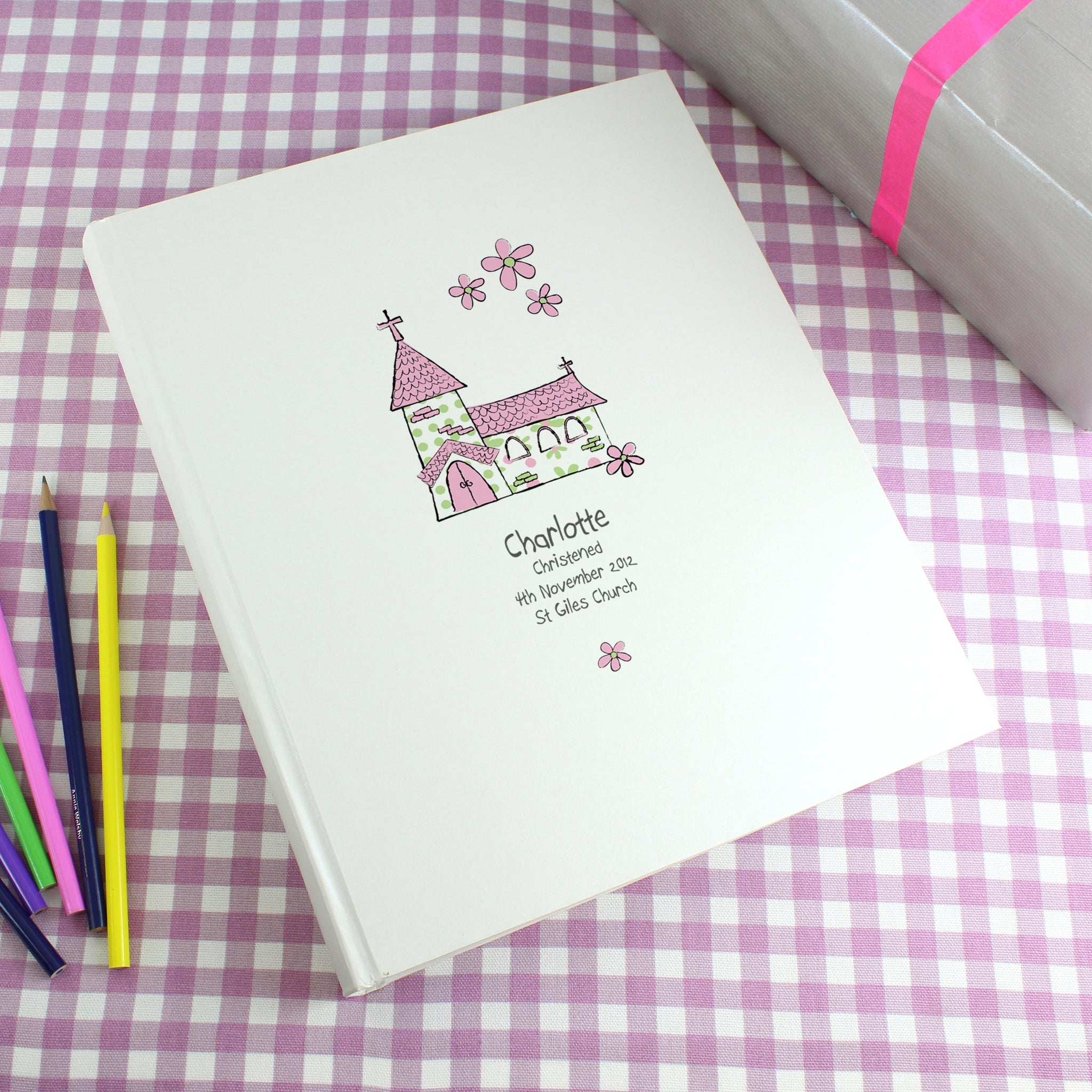 Personalised Whimsical Church Pink Traditional Photo Album: 1 - Photo Albums By Gift Moments