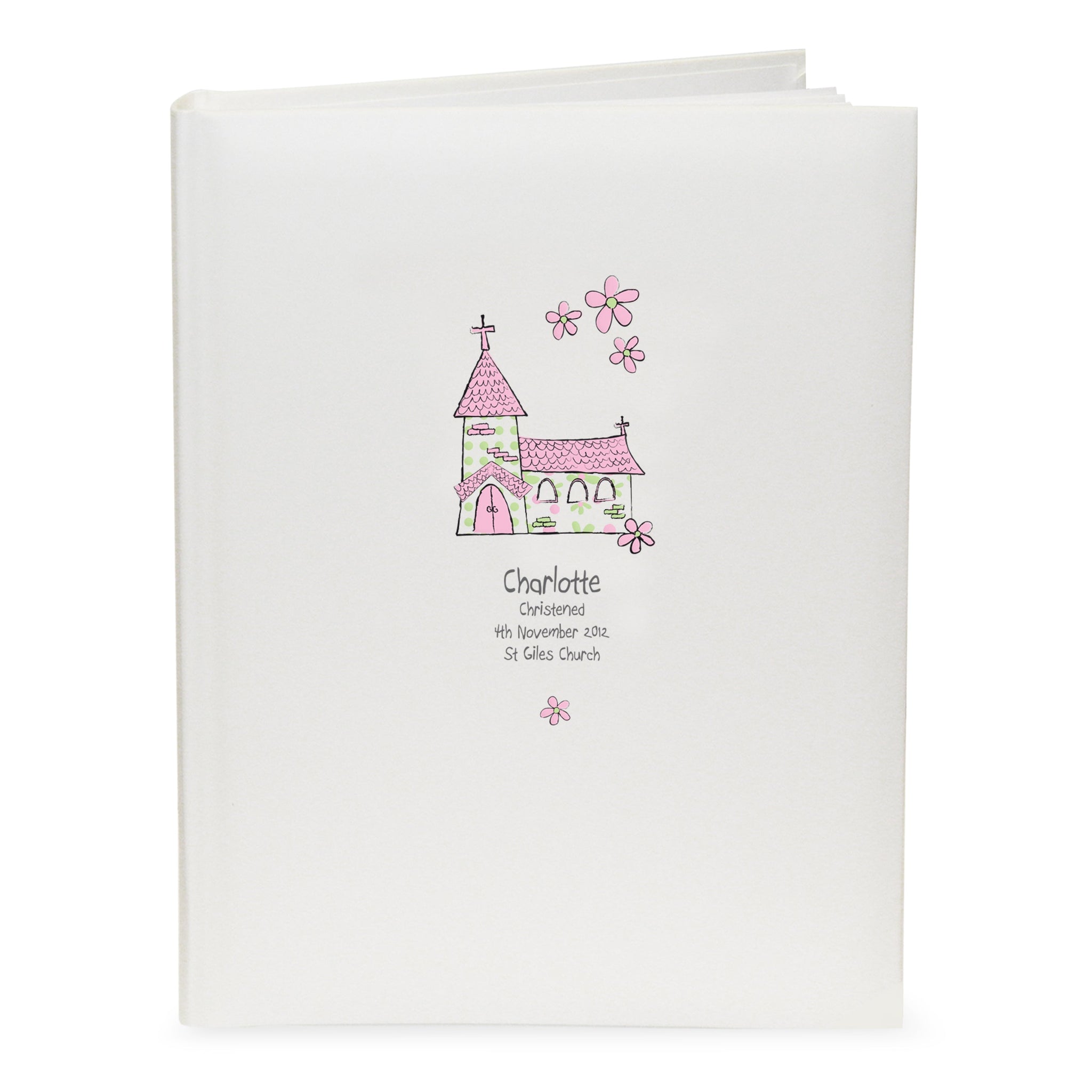 Personalised Whimsical Church Pink Traditional Photo Album: 2 - Photo Albums By Gift Moments