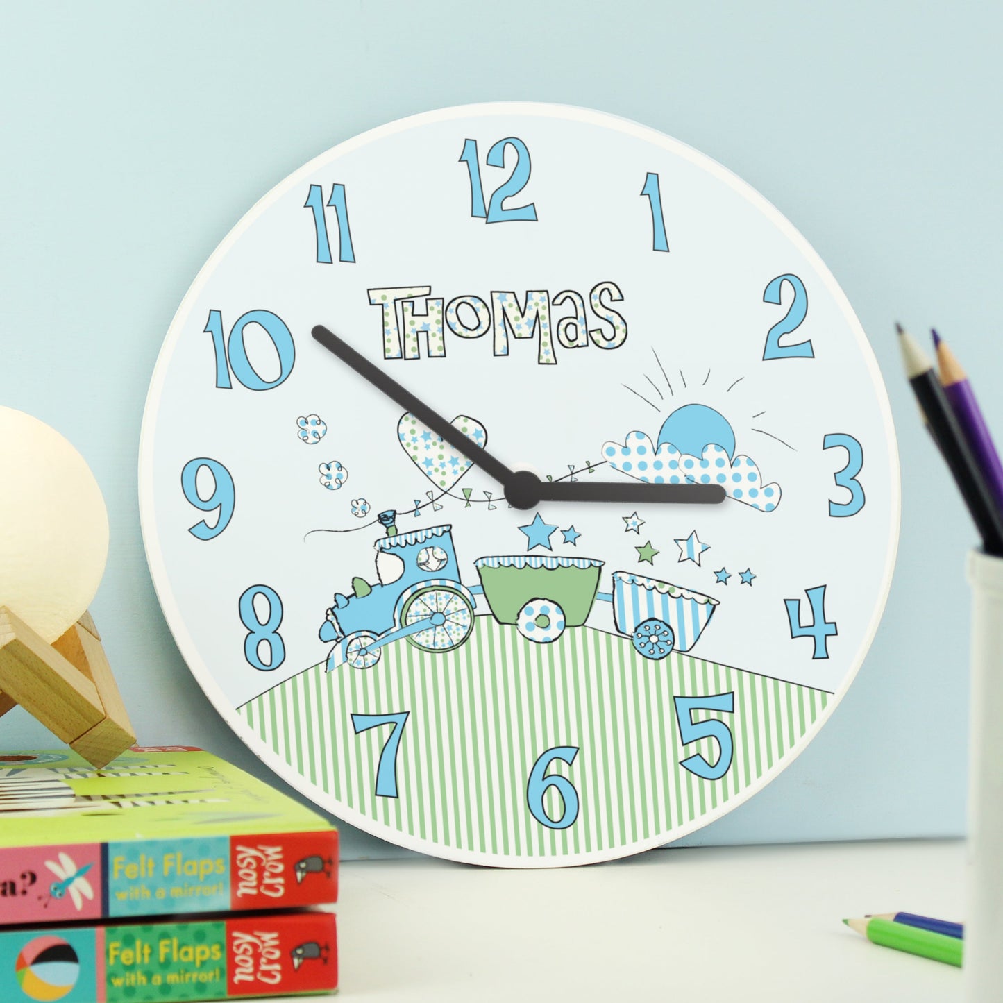 Personalised Whimsical Train Clock: 2 - Clocks By Gift Moments