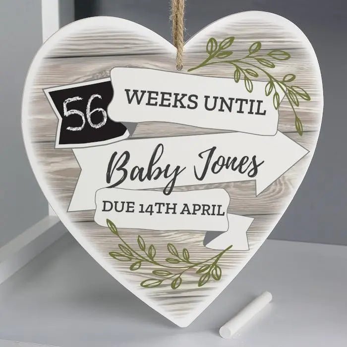 Personalised White Arrow Banner Chalk Countdown Wooden Heart Decoration: 2 - Decorations By Gift Moments