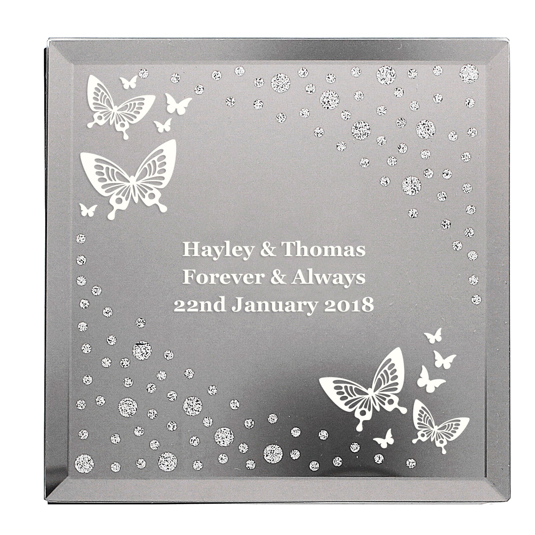 Personalised White Butterfly Diamante Glass Trinket Box - Shop Trinket Boxes At Gift Moments - 2