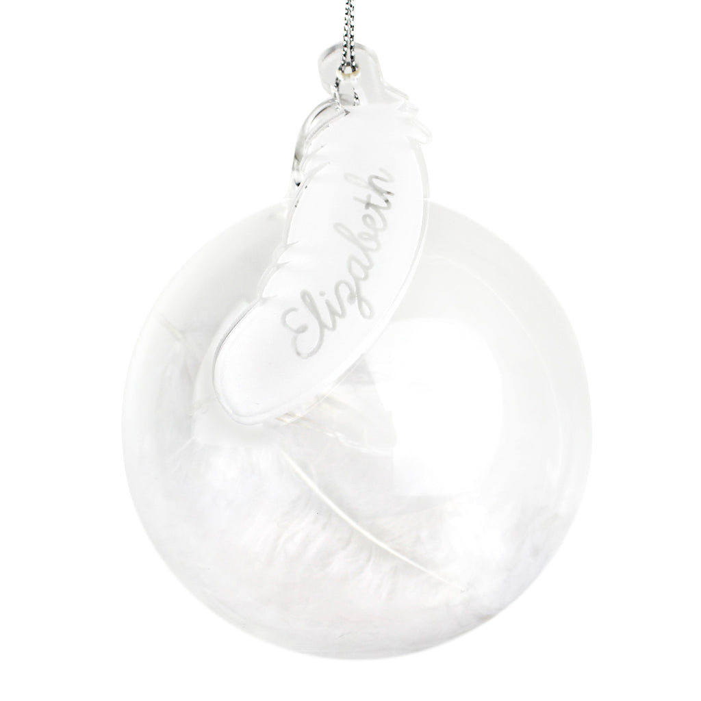 Personalised White Feather Glass Bauble - Shop Christmas Baubles At Gift Moments - 2