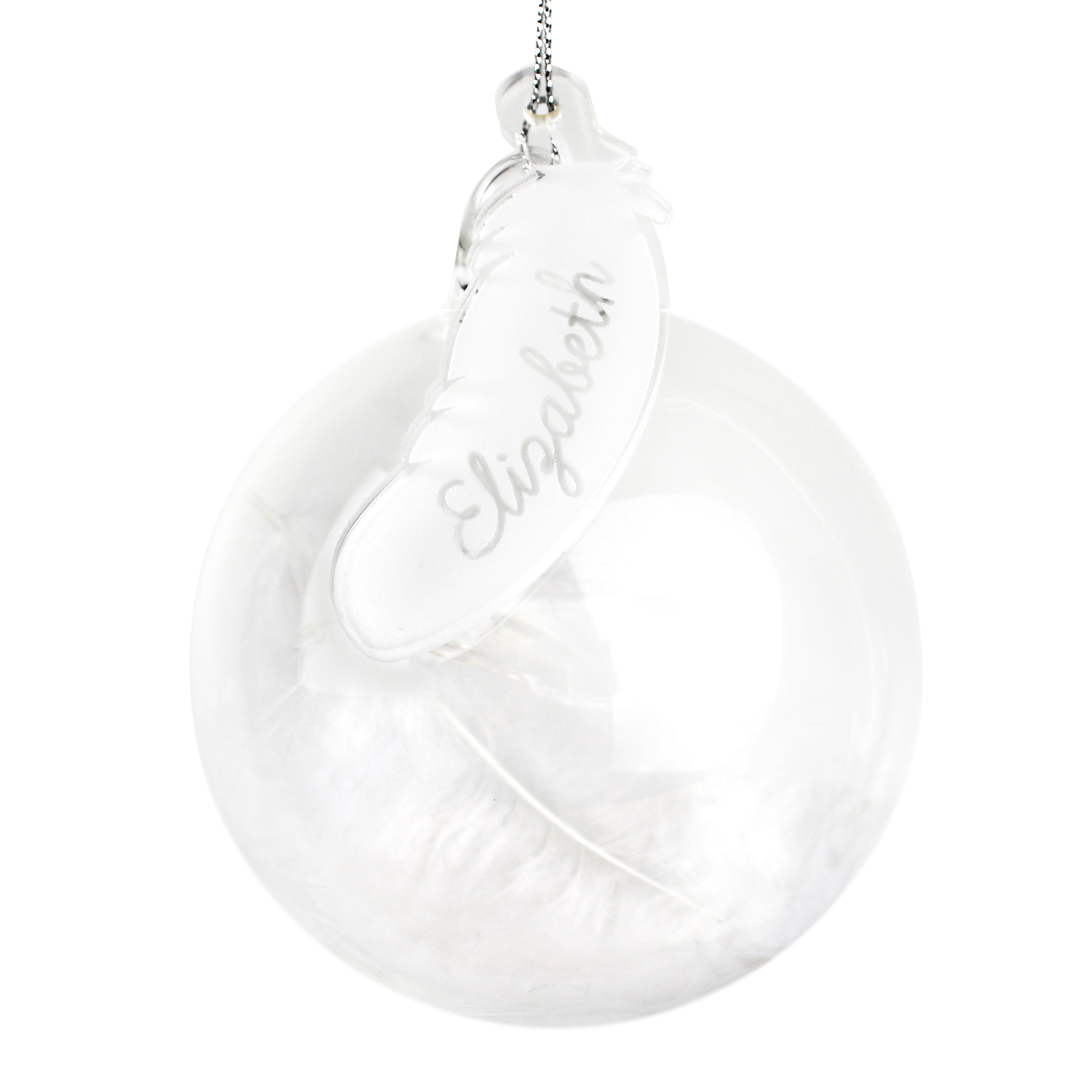 Personalised White Feather Glass Bauble - Shop Christmas Baubles At Gift Moments - 2
