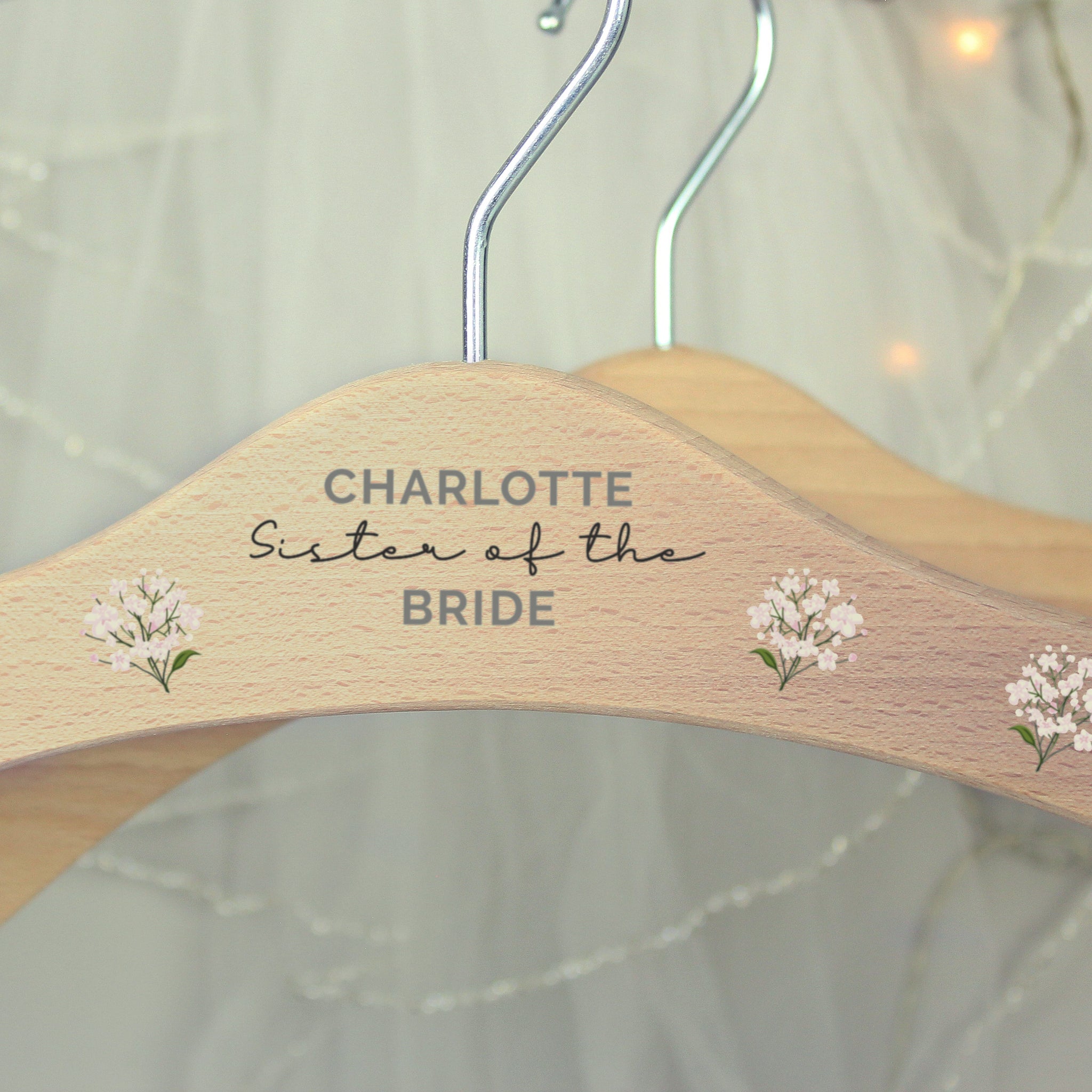 Personalised White Floral Wooden Hanger: 2 - Keepsakes By Gift Moments