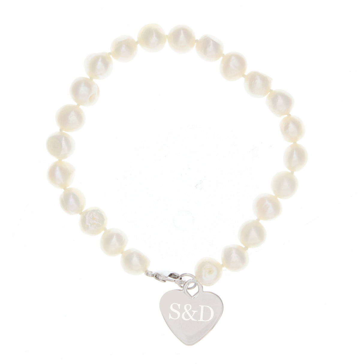 Personalised White Freshwater Pearl Initial Bracelet: 3 - Bracelets By Gift Moments