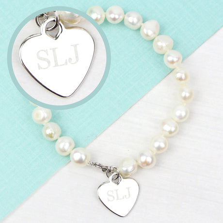 Personalised White Freshwater Pearl Initial Bracelet: 2 - Bracelets By Gift Moments