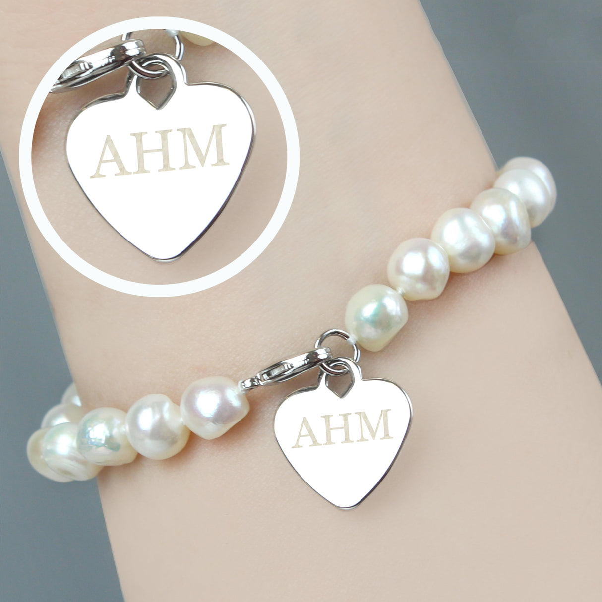 Personalised White Freshwater Pearl Initial Bracelet: 7 - Bracelets By Gift Moments