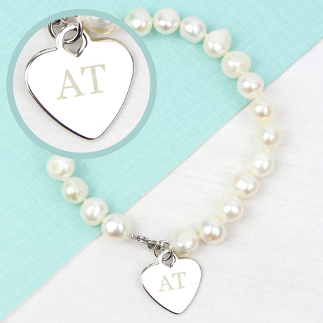Personalised White Freshwater Pearl Initial Bracelet: 5 - Bracelets By Gift Moments