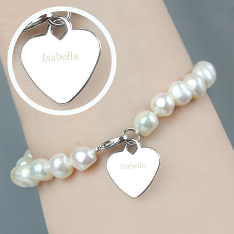 Personalised White Freshwater Pearl Name Bracelet: 4 - Bracelets By Gift Moments