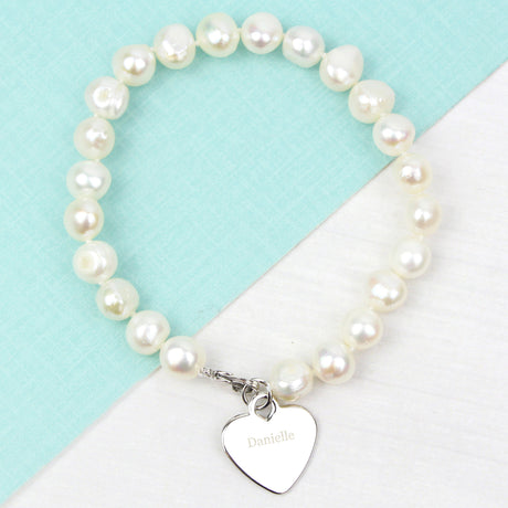 Personalised White Freshwater Pearl Name Bracelet: 2 - Bracelets By Gift Moments