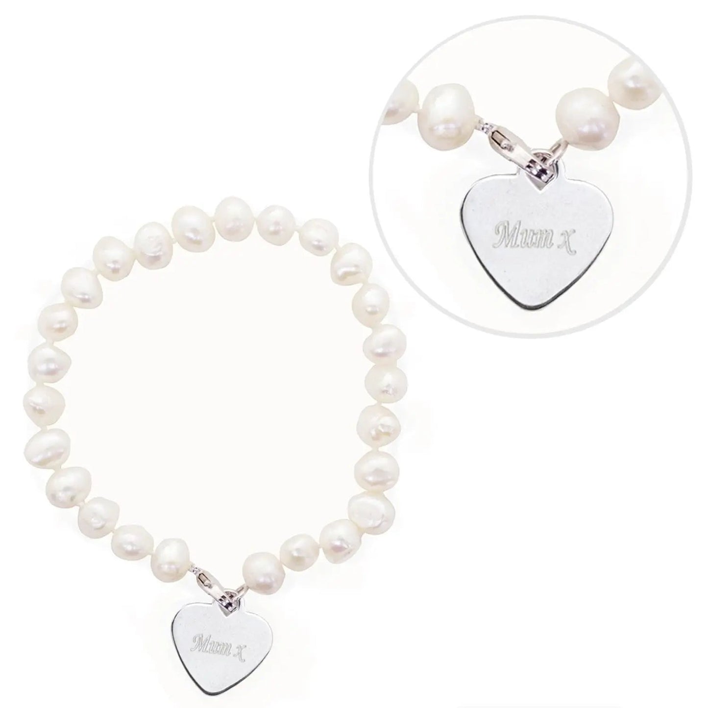 Personalised White Freshwater Pearl Scripted Name Bracelet: 2 - Bracelets By Gift Moments