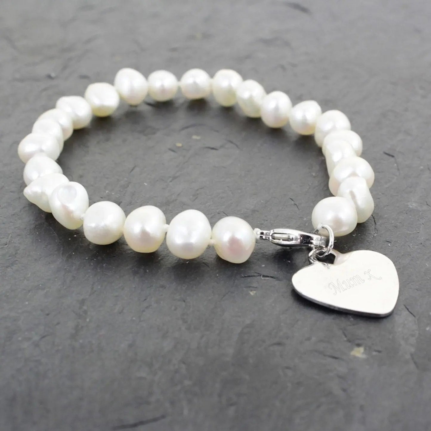 Personalised White Freshwater Pearl Scripted Name Bracelet: 1 - Bracelets By Gift Moments