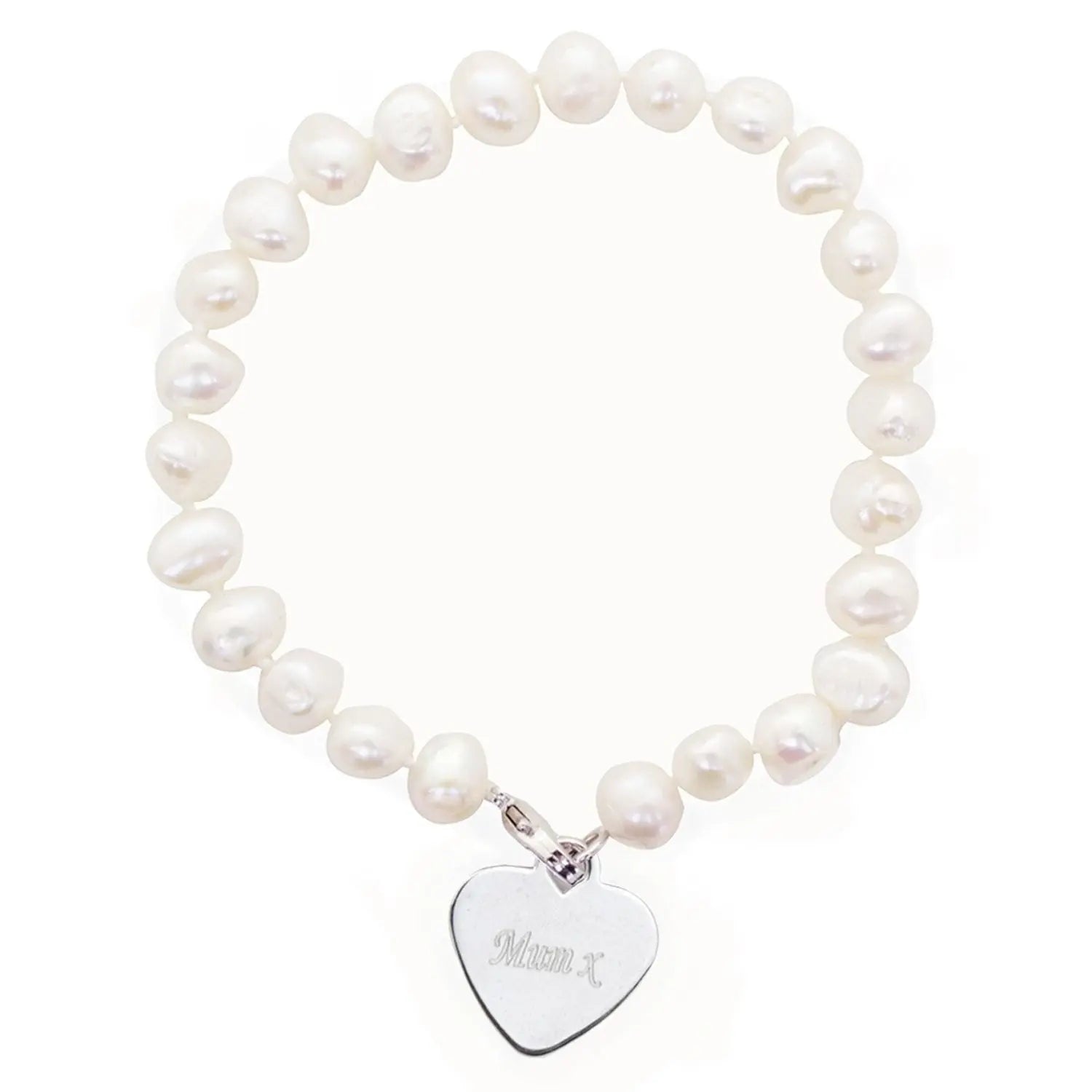 Personalised White Freshwater Pearl Scripted Name Bracelet: 3 - Bracelets By Gift Moments