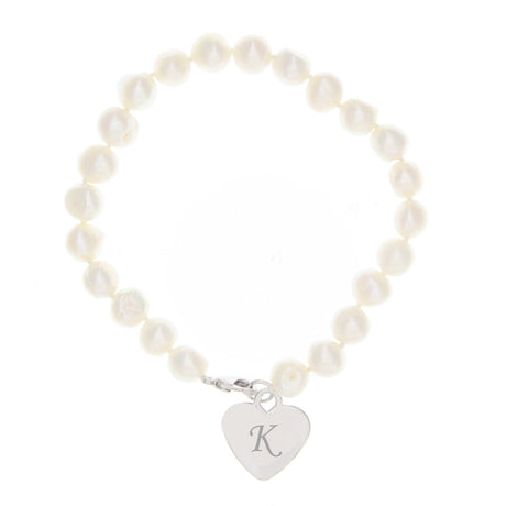 Personalised White Freshwater Scripted Initial Pearl Bracelet: 2 - Bracelets By Gift Moments