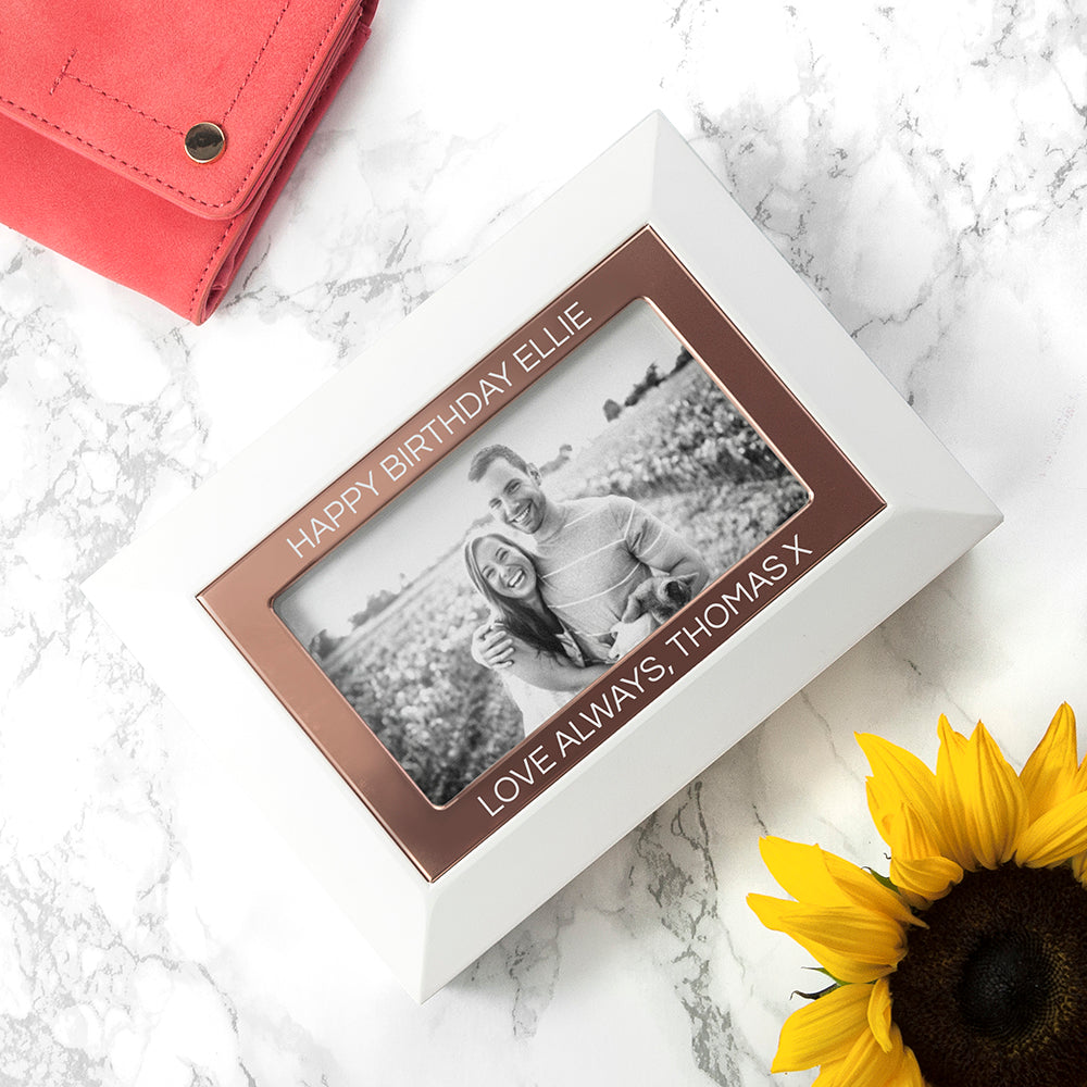 Personalised White & Rose Gold Photo Jewellery Box: 3 - Jewellery Boxes By Gift Moments