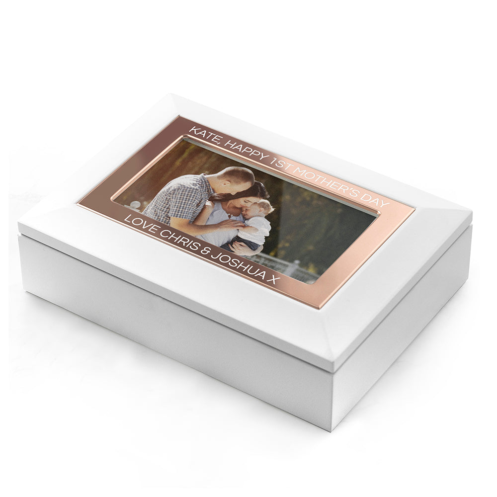 Personalised White & Rose Gold Photo Jewellery Box: 7 - Jewellery Boxes By Gift Moments
