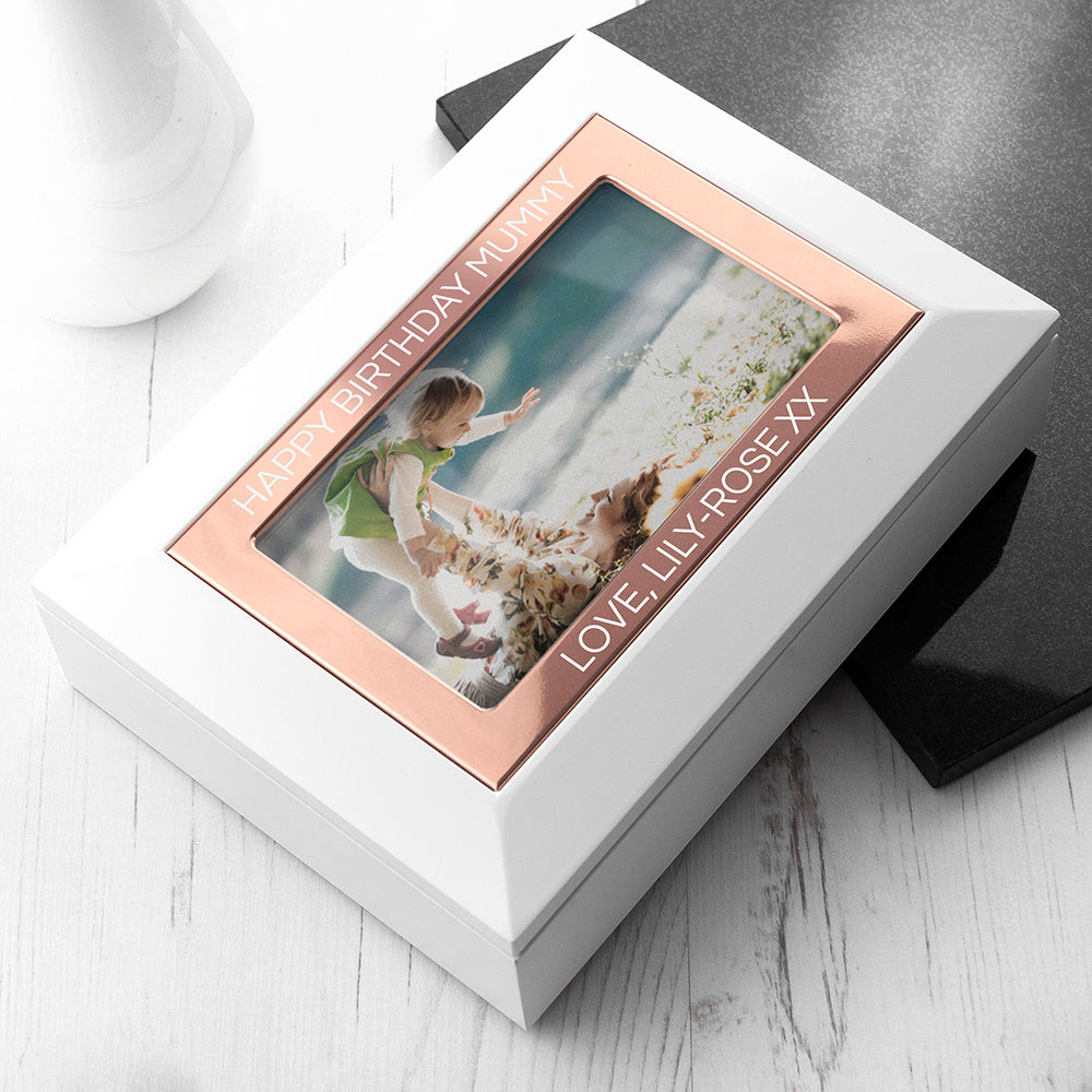 Personalised White & Rose Gold Photo Jewellery Box: 6 - Jewellery Boxes By Gift Moments