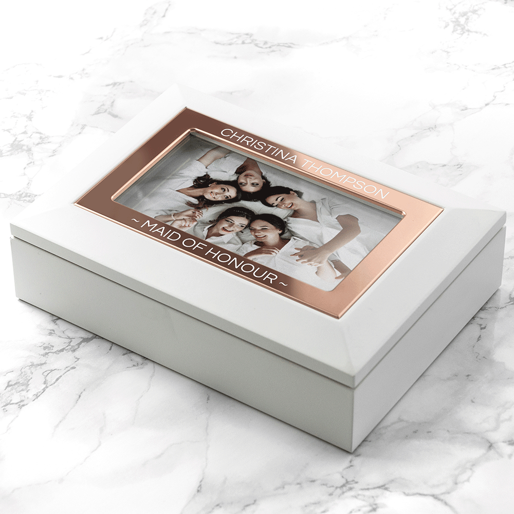 Personalised White & Rose Gold Photo Jewellery Box: 9 - Jewellery Boxes By Gift Moments