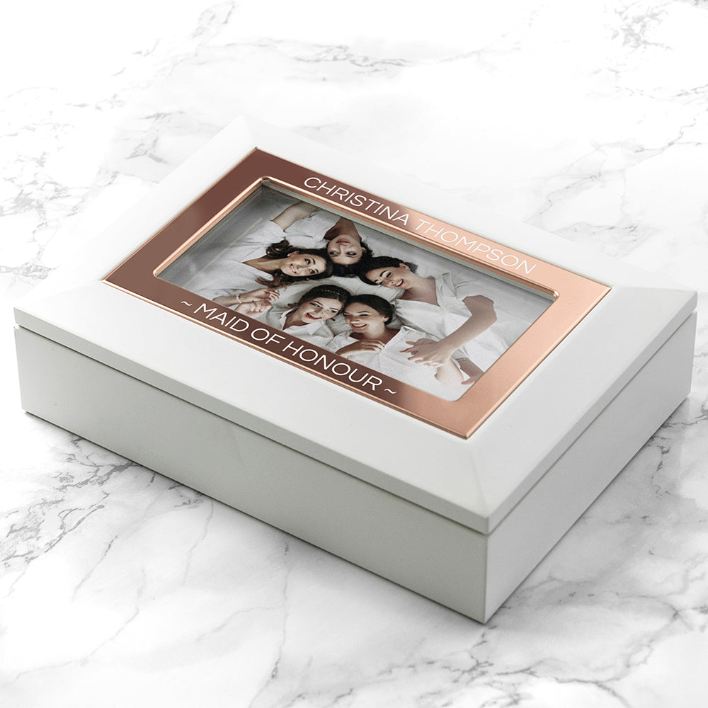 Personalised White & Rose Gold Photo Jewellery Box - Shop Jewellery Boxes At Gift Moments - 5