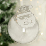 Personalised White Santa Feather Glass Bauble: 1 - Christmas Baubles By Gift Moments