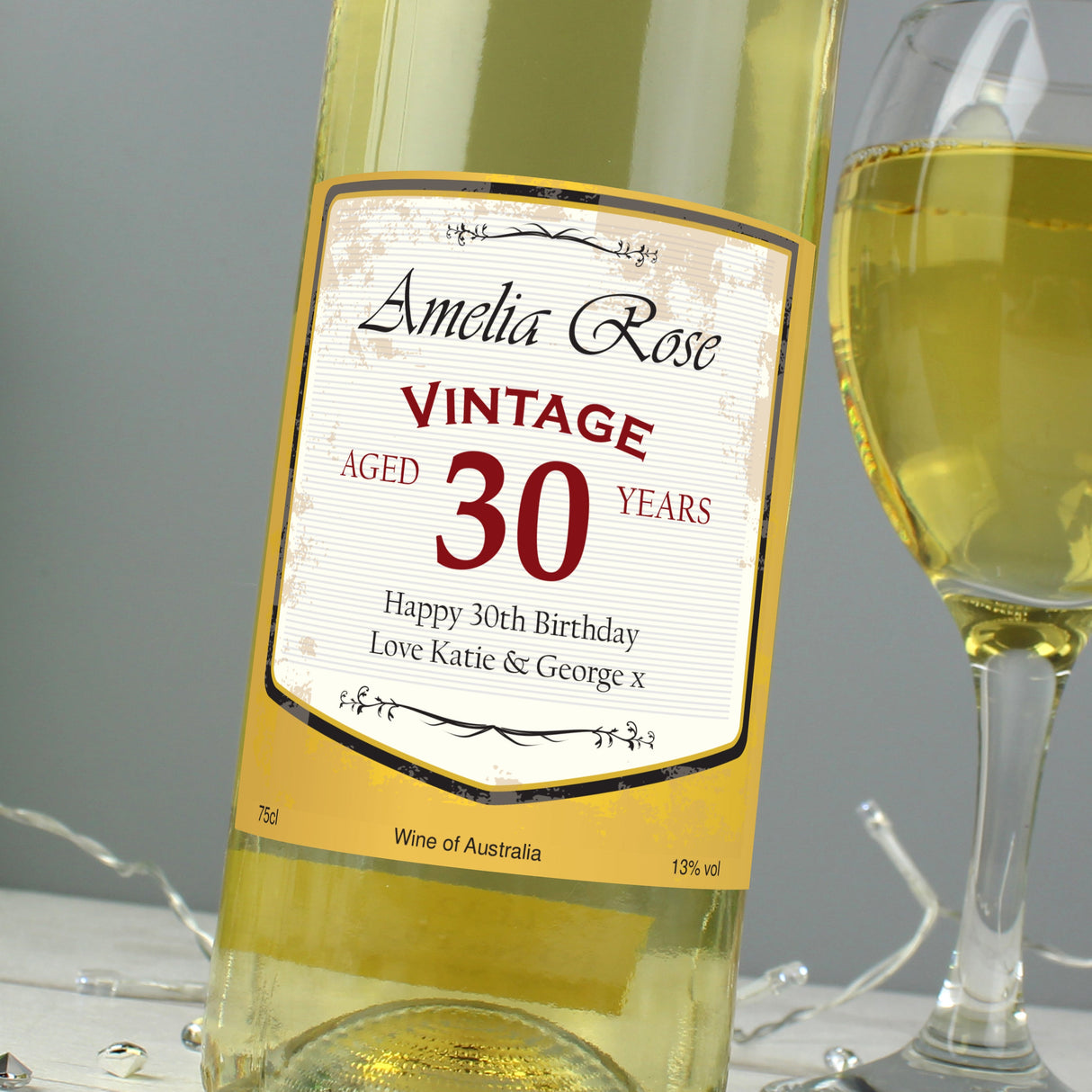 Personalised White Wine Vintage Age Label: 2 - Wine By Gift Moments